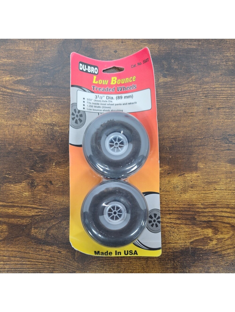 Du-Bro 3.5" Diameter Low Bounce Shock Absorbing Wheels No.350T New Sealed Pack